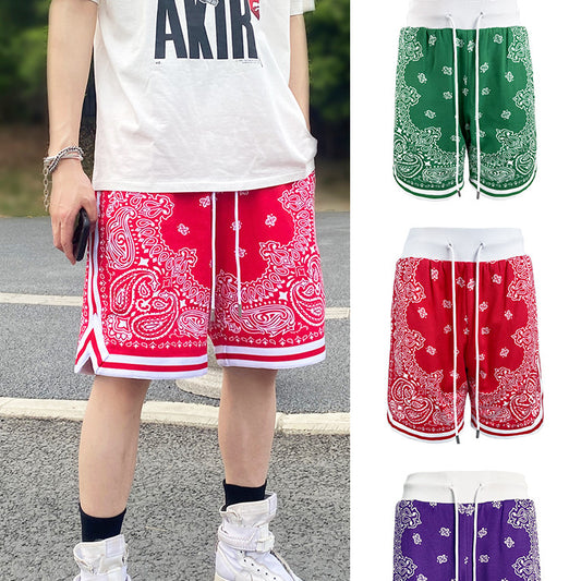 Cashew Flower Casual Loose Sports Basketball Shorts For Men