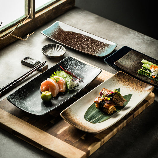 Japanese Ceramic Plates Sushi Dish Tableware Tray Cutlery