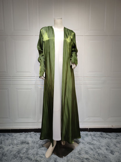Dubai Arab Satin Cardigan Gown