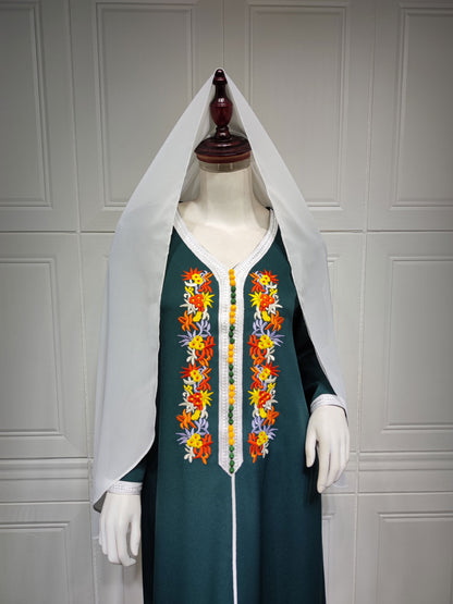 Four Seasons Embroidered Lace Chiffon Dubai Robe
