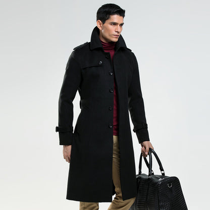 Men's Autumn And Winter New Casual Long Tweed Coat