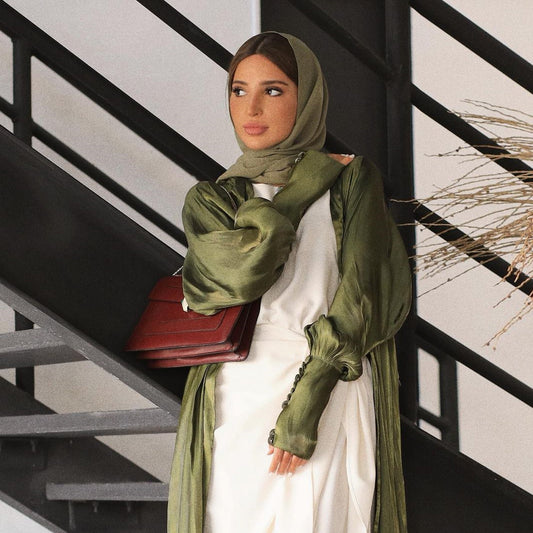 Dubai Arab Satin Cardigan Gown