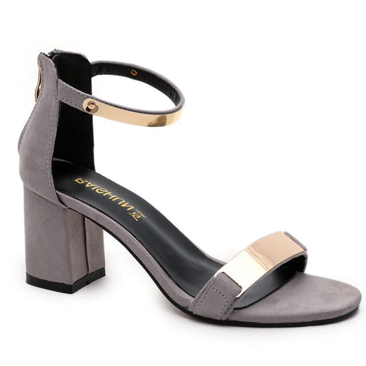 One-line Women's Metallic Sequined High-heeled Sandals
