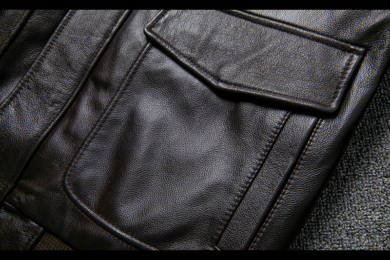 Pure First Layer Cowhide Leather Plus Cotton Flight Suit