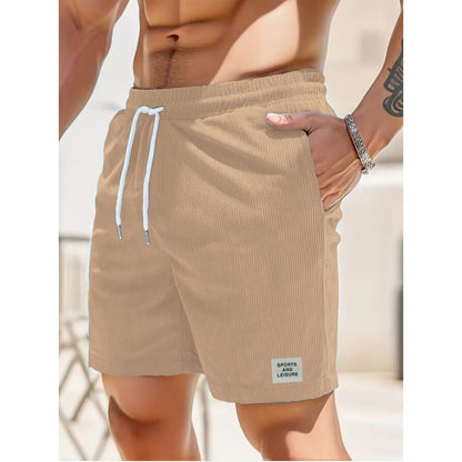 Summer Pure Color Tied Sports Pants Corduroy