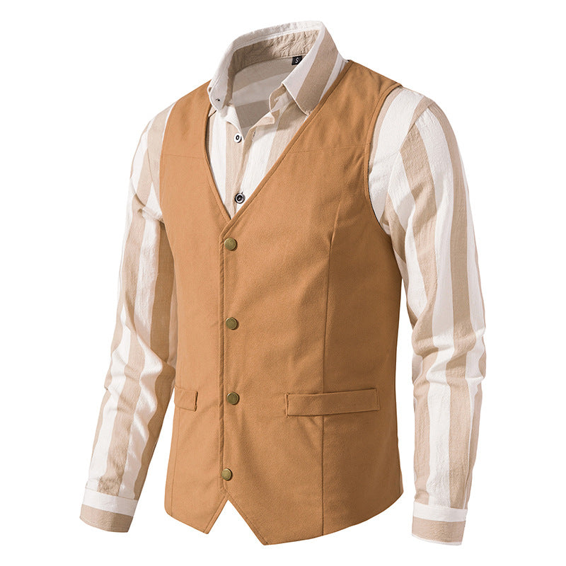 Men's Retro Medieval Vest Solid Color Slim Fit