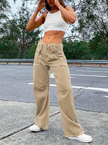 For Women With Pocket High Waist Tooling Pants Wide Leg
