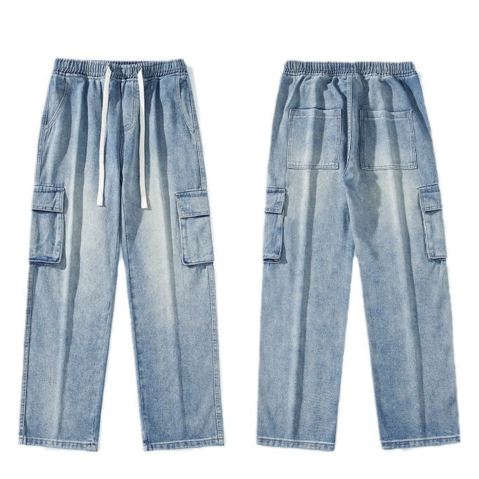 Trendy Workwear Jeans Men's American Retro