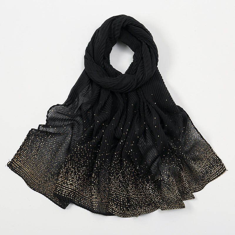 Gilding Crumpled Solid Color Polyester Scarf Women