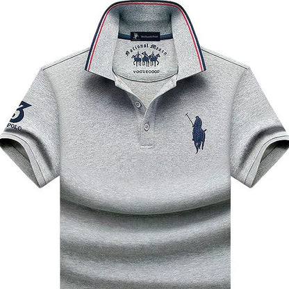 Men's Fashion Casual Cotton Lapel Short Sleeve T-shirt Top