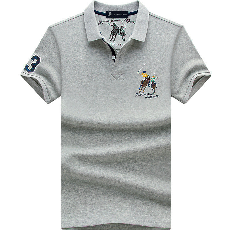 Men's Fashion Casual Cotton Lapel Short Sleeve T-shirt Top