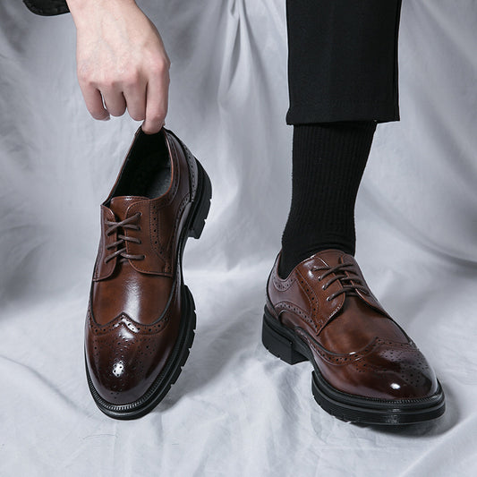 Spring And Autumn Men's Brogue Business Formal Wear Leather Shoes