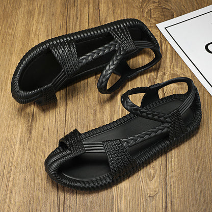 Men's And Women's Same Ethnic Style Straw Sandals