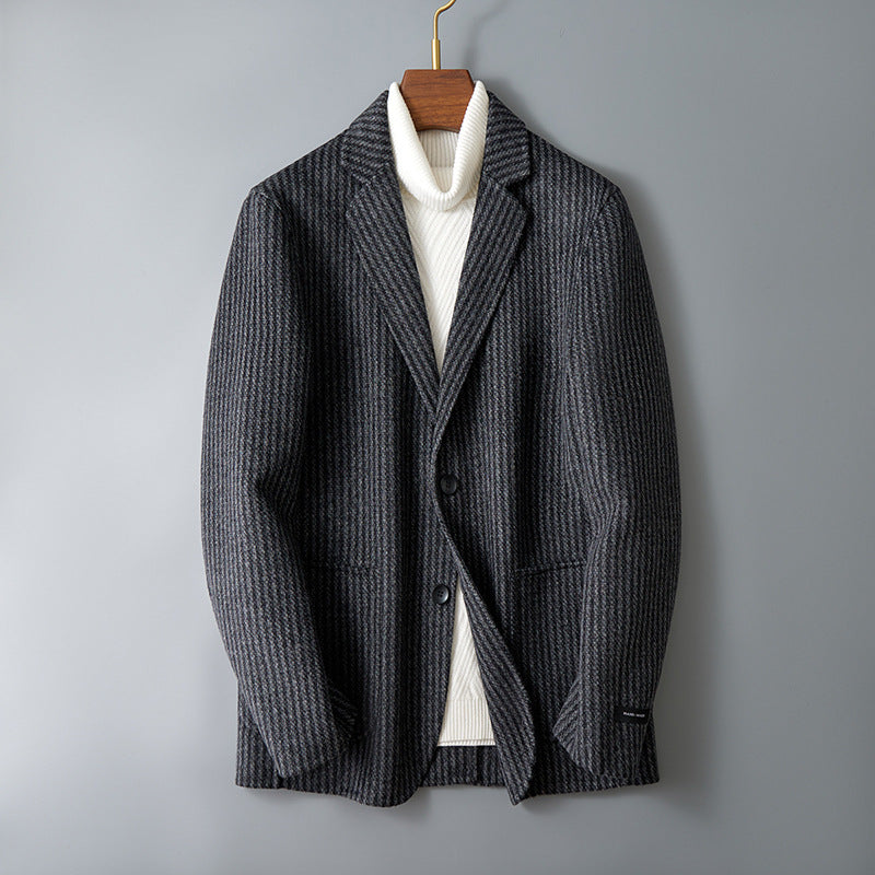 Men's Double-sided Wool Jacket Striped Suit Jacket