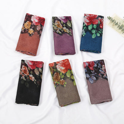Flower Print Voile Breathable Scarf Women