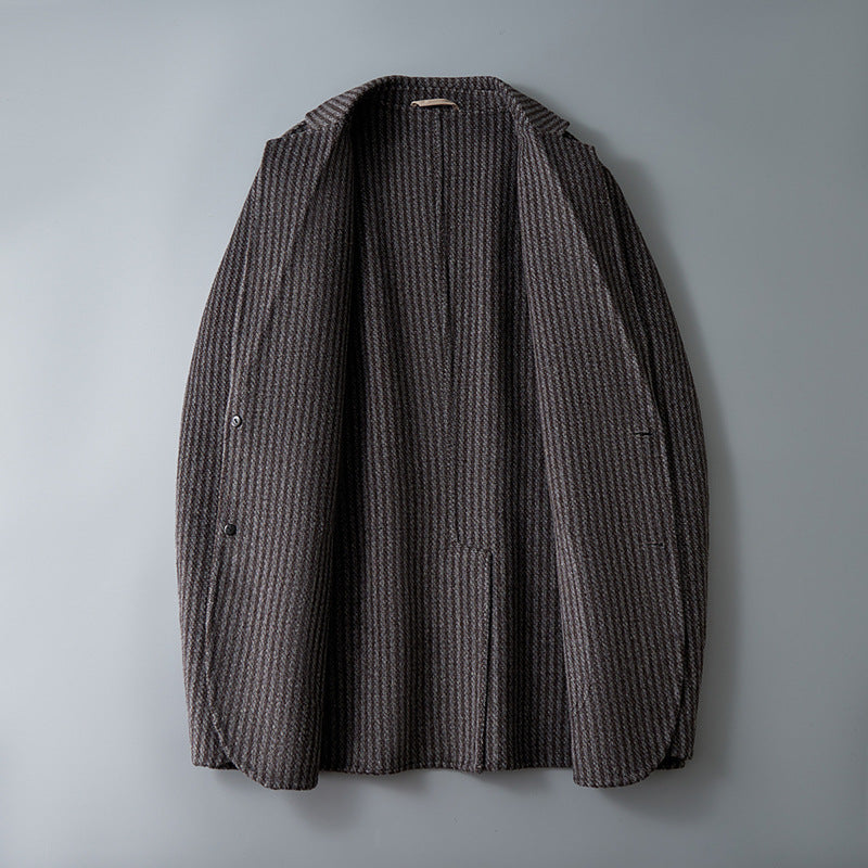 Men's Double-sided Wool Jacket Striped Suit Jacket