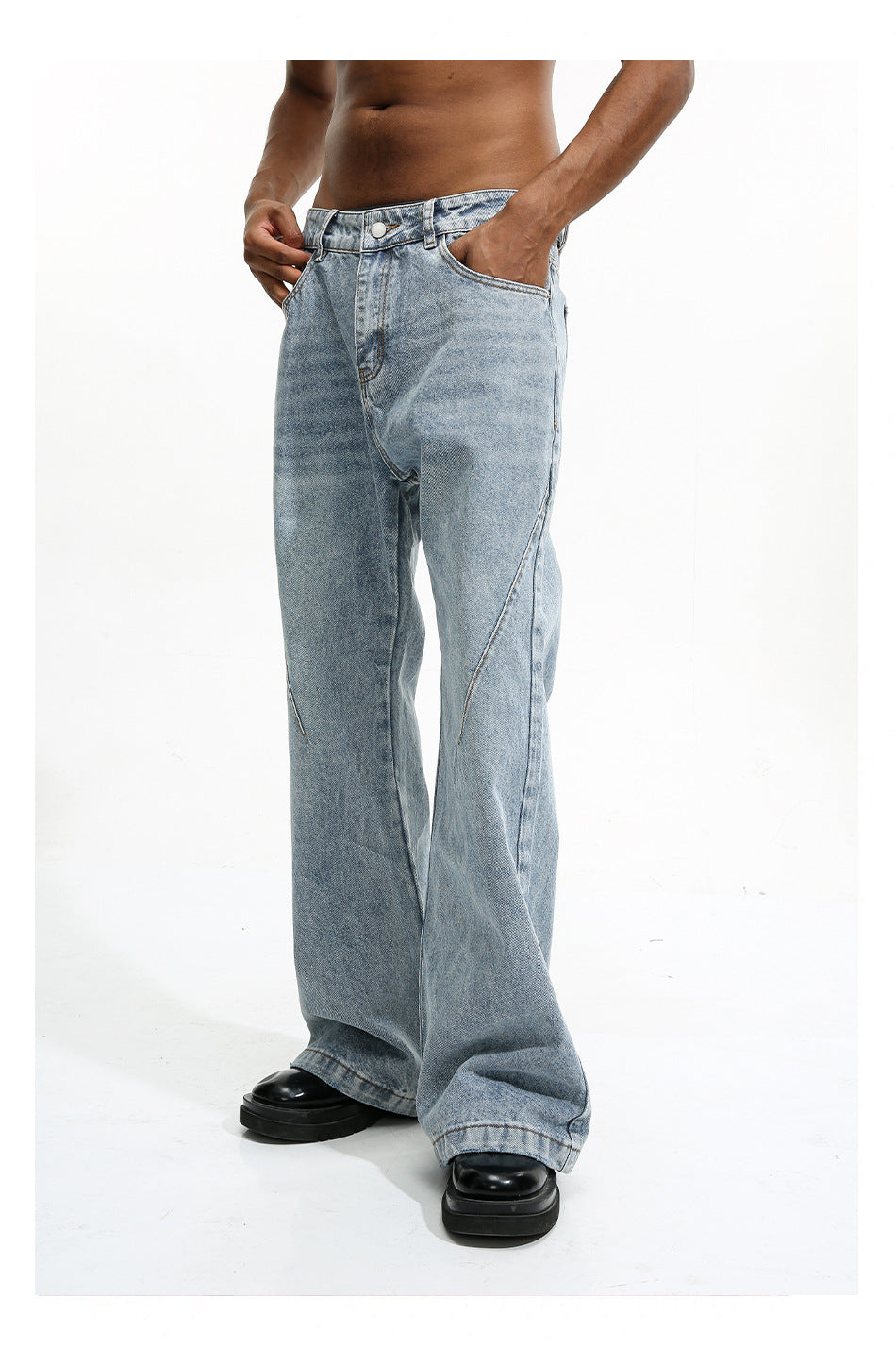Men's American-style Vintage White Washed Straight Jeans