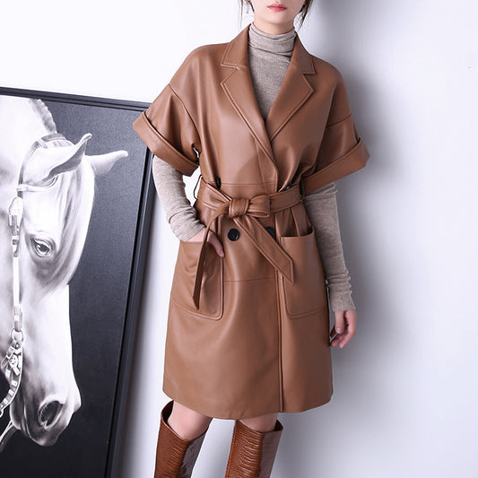 Women's Fashionable Temperament Casual Lapel Slim Trench Coat