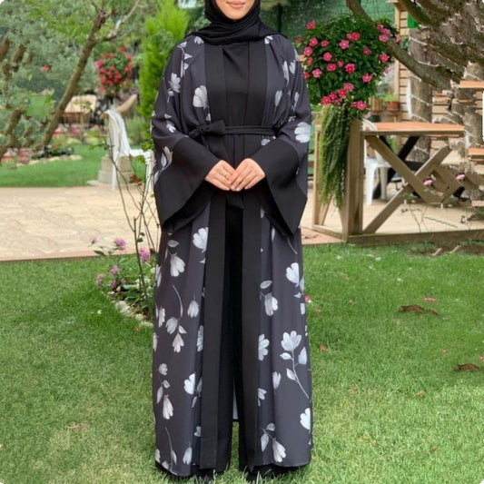 Middle East DUBAI Turkish Robe Solid Color Jumpsuit