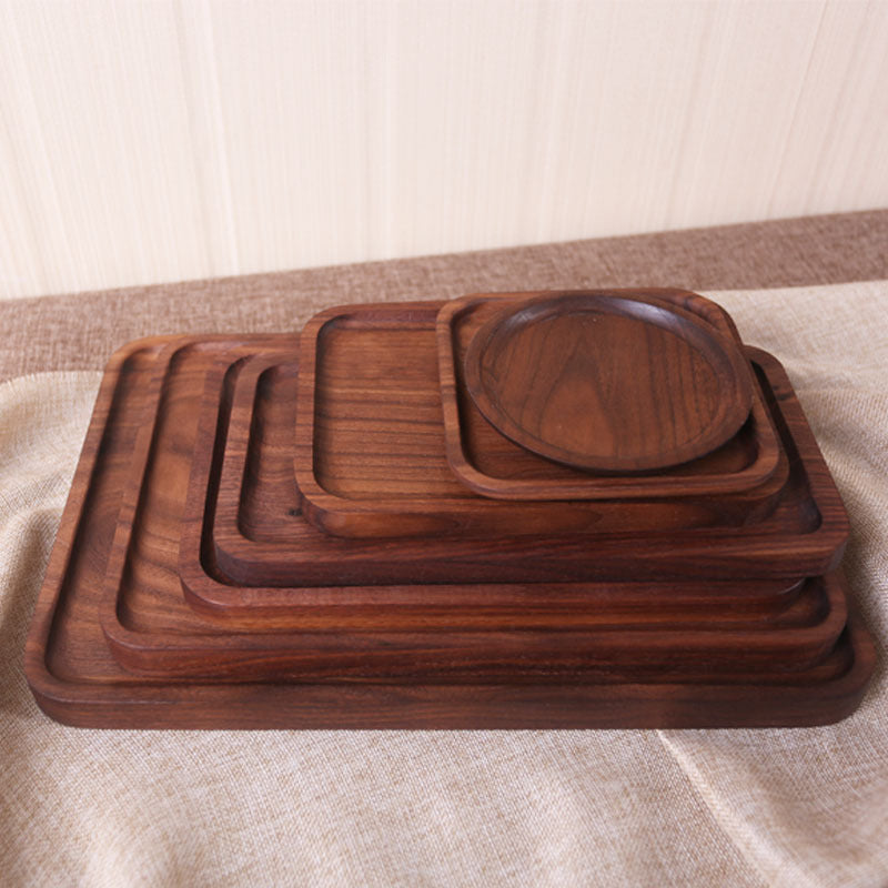 Japanese Style Wooden Black Walnut Rectangular Dinner Plate