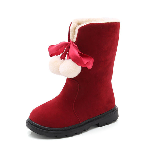 Winter New Girls Warm Cotton Boots Princess Long Children