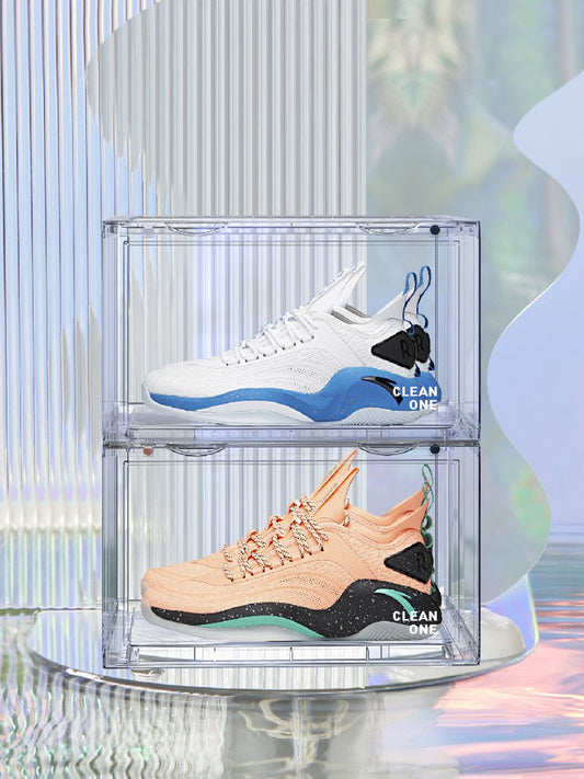Transparent Basketball Shoe Storage Box Net Dust-proof Side Opening