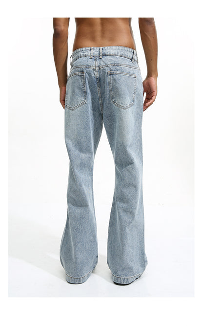 Men's American-style Vintage White Washed Straight Jeans