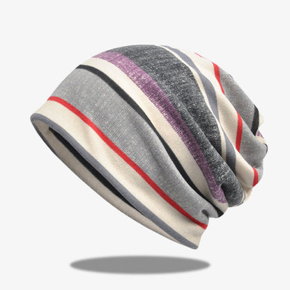 Striped Scarf Hat Men And Women All-match Pullover Hat Casual