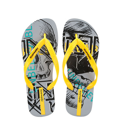 Cool Graffiti Printed Flip Flops For Men Summer New Non-slip Slippers Seaside Casual Beach Shoes