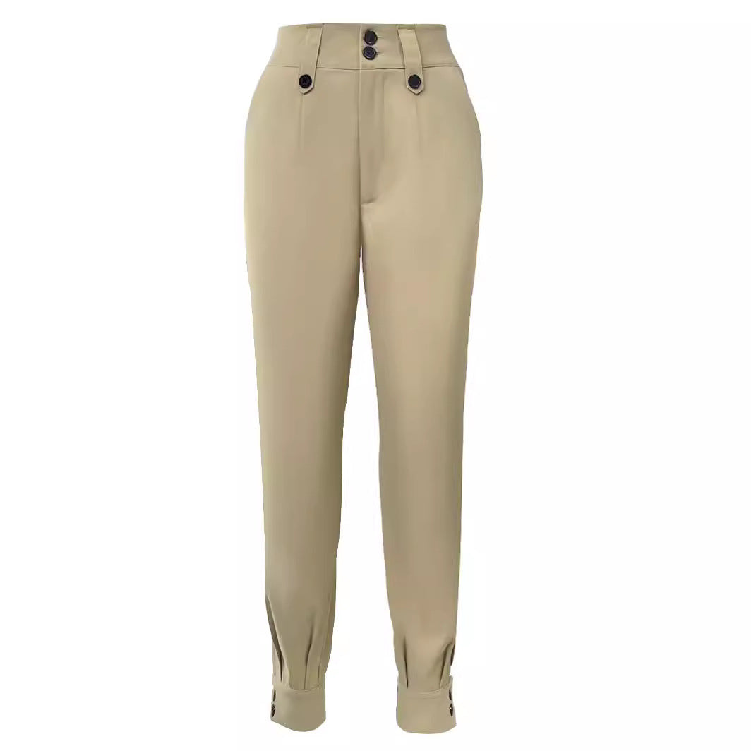 Women's Fashion Casual Everyday Joker Solid Color Trousers
