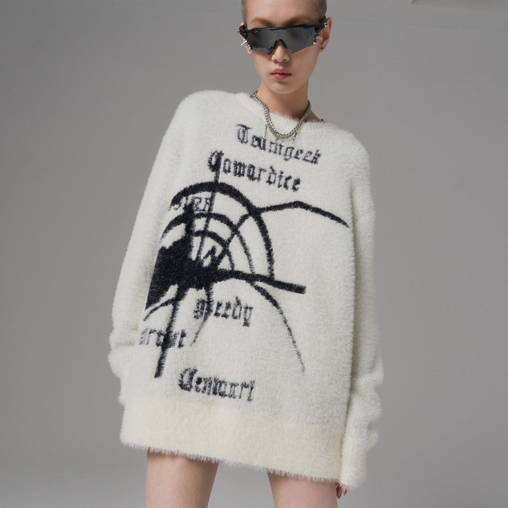 Women's Spider Jacquard Loose Lazy Style Thick Plush Sweater
