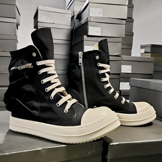 Canvas Shoes High Top Black Heel Rubber Patch