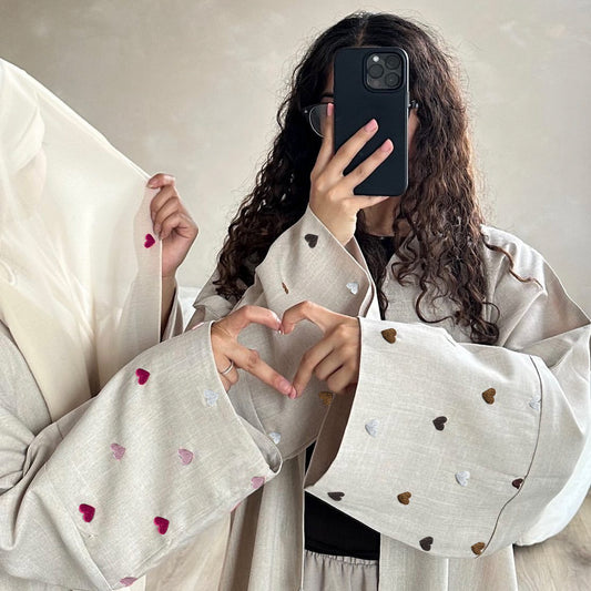 Fashion Love Embroidered DUBAI Turkish Elegant Cardigan Robe