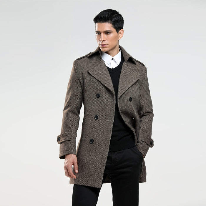 Korean Version Of Men's Slim Woolen Coat Plus Size