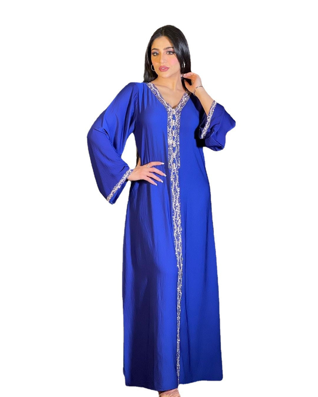 Women's Blue Hot Diamond Dress Arab Dubai Robe