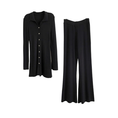 Temperament Youthful-looking Western Style Salt Series Young Knitted Wide-leg Pants Two-piece Suit