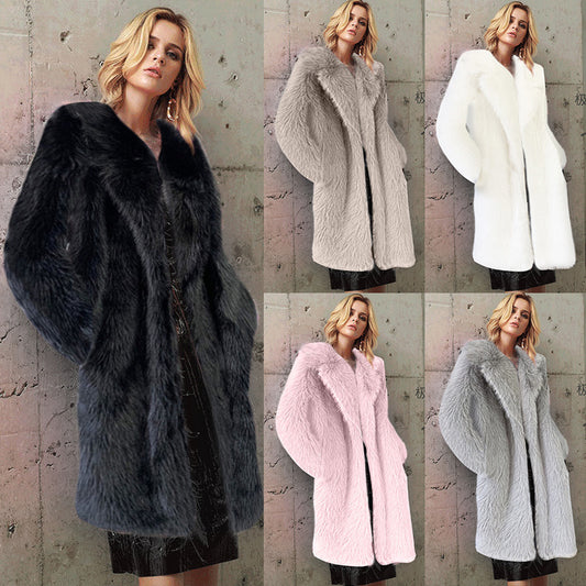 Autumn And Winter Women's Suit Collar Coat Artificial Environmental Fur