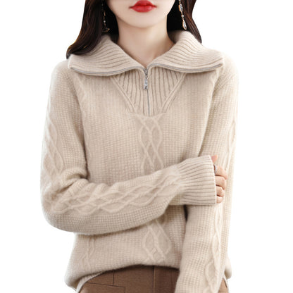Autumn And Winter Heavy Thickening High Collar Woolen Sweater Women
