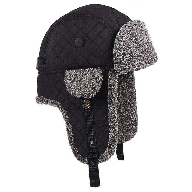 Fleece Warm Check Outdoor Ear Protection Hat