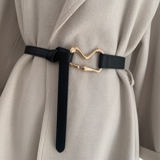 Thin Belt With Suit Coat Knot Decoration