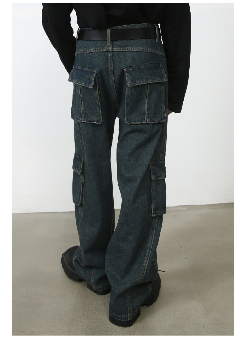 Men's Multi-pocket American Washed Jeans