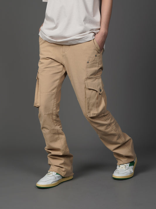 Retro Two-color Casual Pocket Micro-flare Pants National Trend