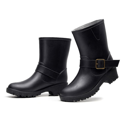 Ladies Rain Boots Rubber Middle Tube Motorcycle Anti-skid