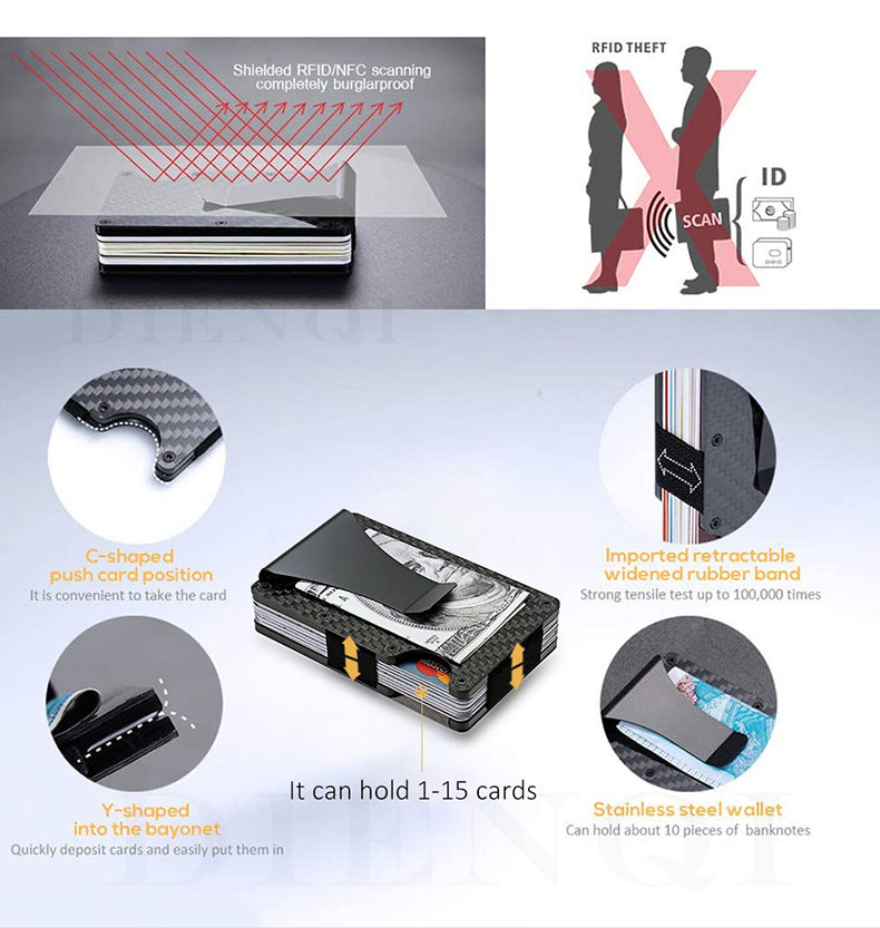 Carbon Fiber Package Wallet Multi-functional Metal Card