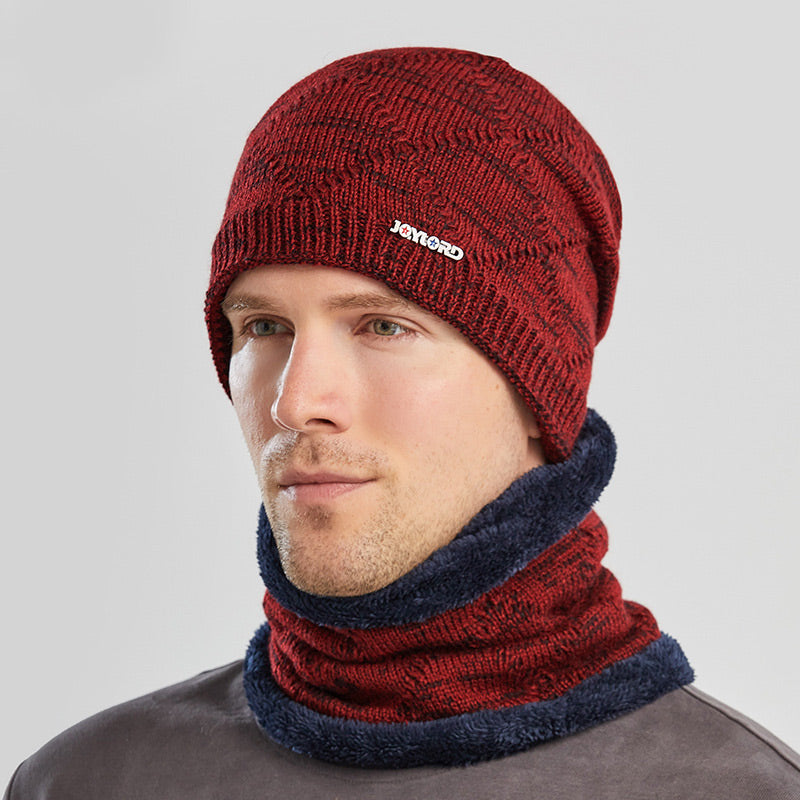 Biking Men's Two-piece Woolen Hat With Head And Ear Protection