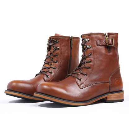 British Retro Round Toe Men's Leather Martin Boots
