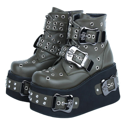 Hollow Punched Thick Sole Short Boots