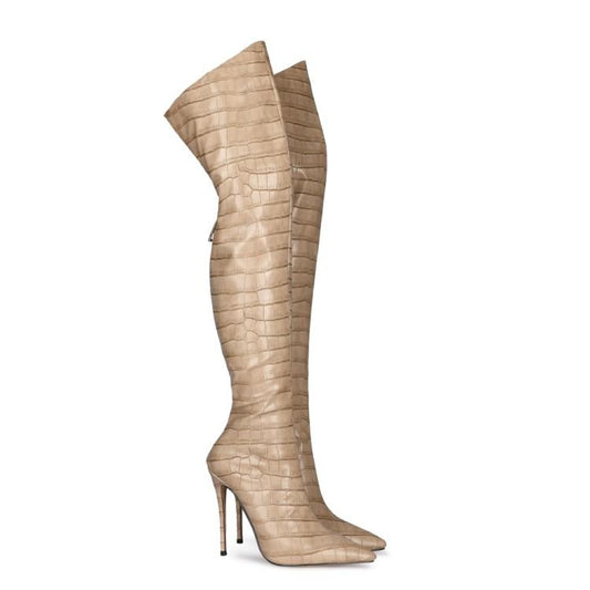 Paris Catwalk Stiletto and Pointed High-Heeled Long-Tube Over-The-Knee Catwalk Boots