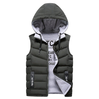 Hooded Cardigan Stand Collar Men's Youth Vest