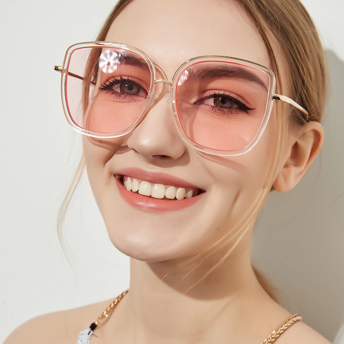Big Square Sunglasses Women Transparent Frame Ocean Color Lens Glasses Vintage Sunglasses